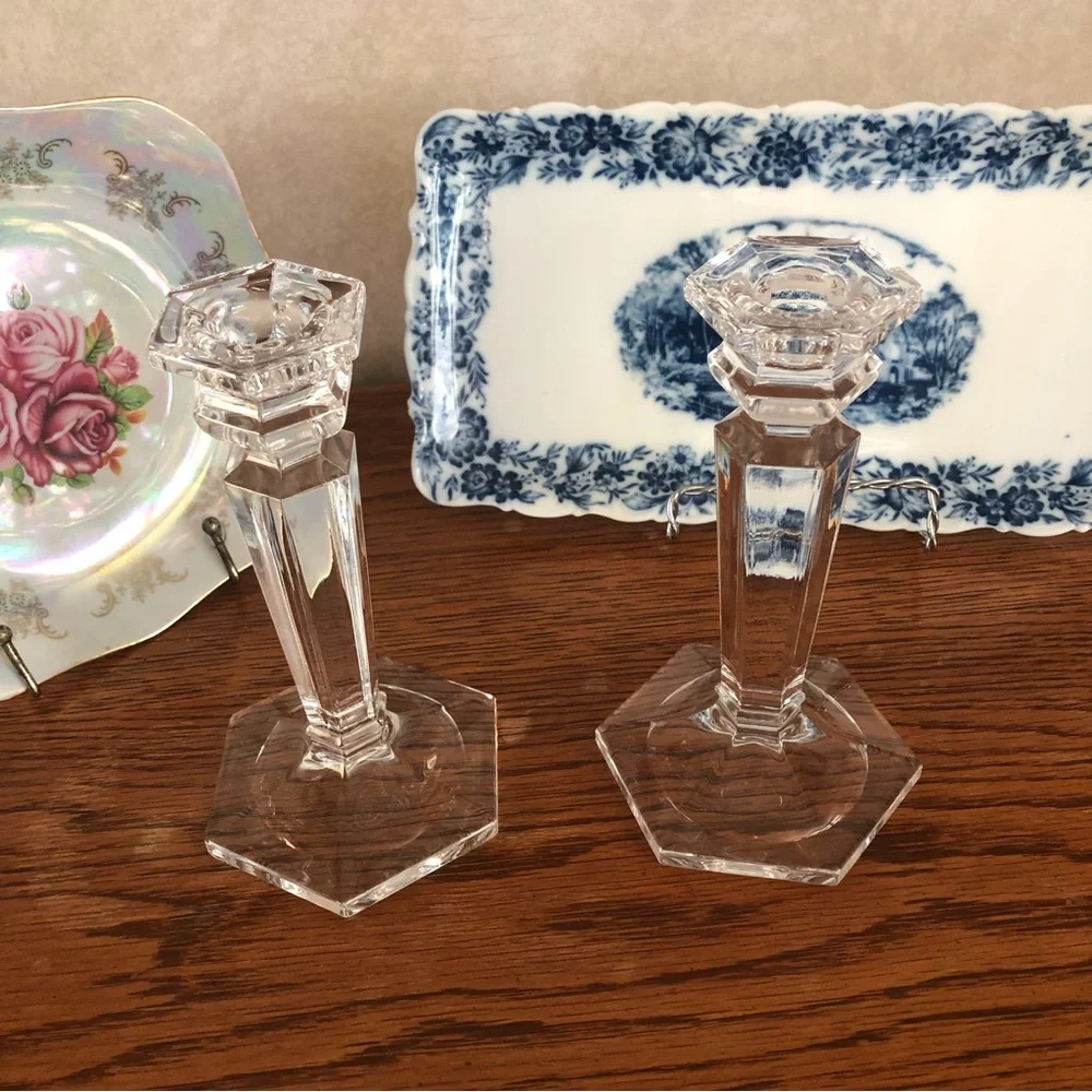 Two Crystal/Glass Candle Holders.